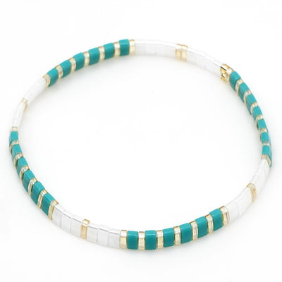 Tile Beaded Japanese Stone Bracelet - VARIOUS COLOURS - Pink Waters 