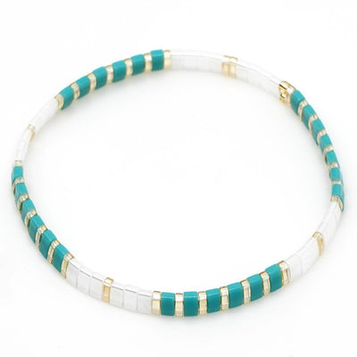 Tile Beaded Japanese Stone Bracelet - VARIOUS COLOURS - Pink Waters 