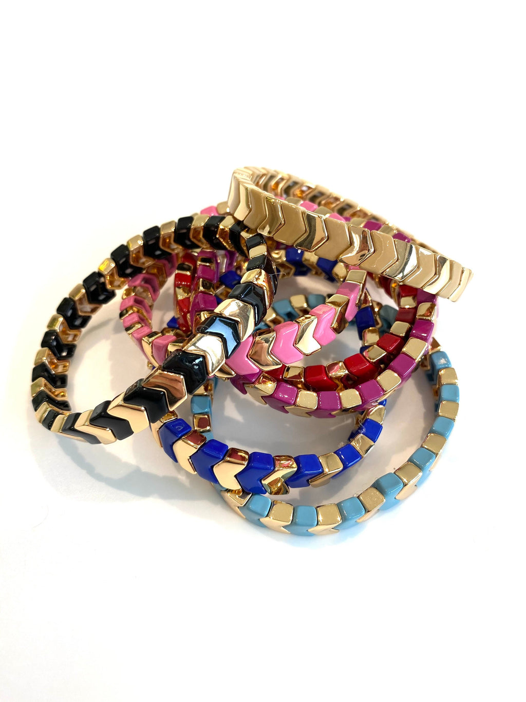 Enamel Chevron TILE Stacking Bracelet - Blue-Pink Waters 