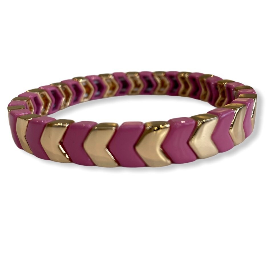 Enamel Chevron TILE Stacking Bracelet-Pink Waters 