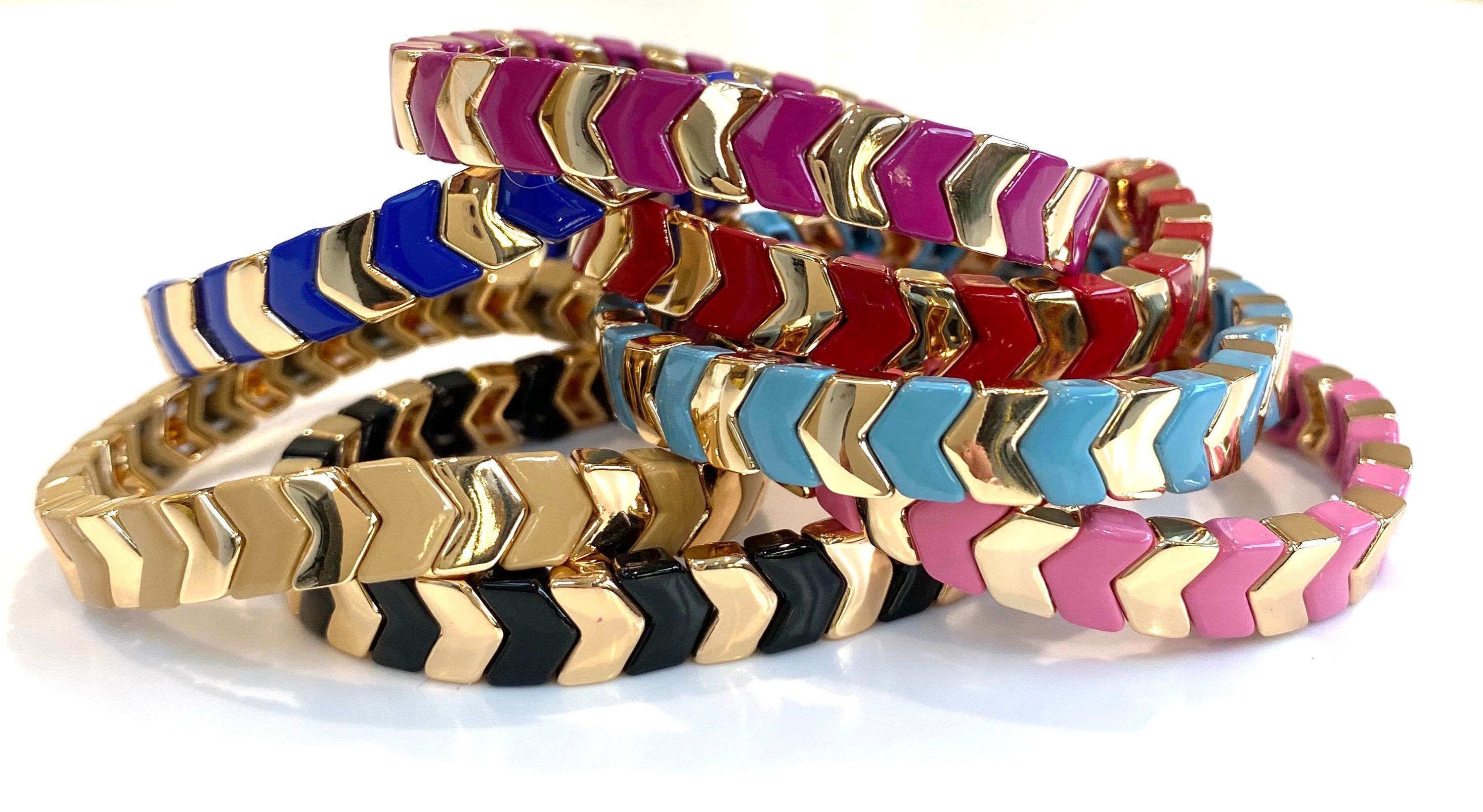 Enamel Chevron TILE Stacking Bracelet - Light Pink-Pink Waters 