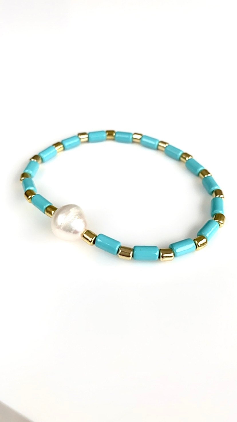 Freshwater Pearl Beaded Boho Bracelet - 3 COLOURS - Pink Waters 