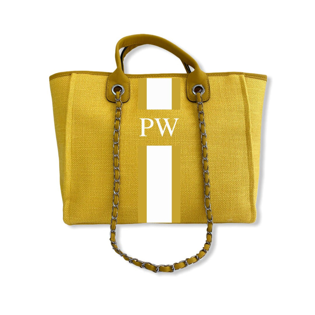BYBLOS Yellow Personalised Canvas Tote-Pink Waters 