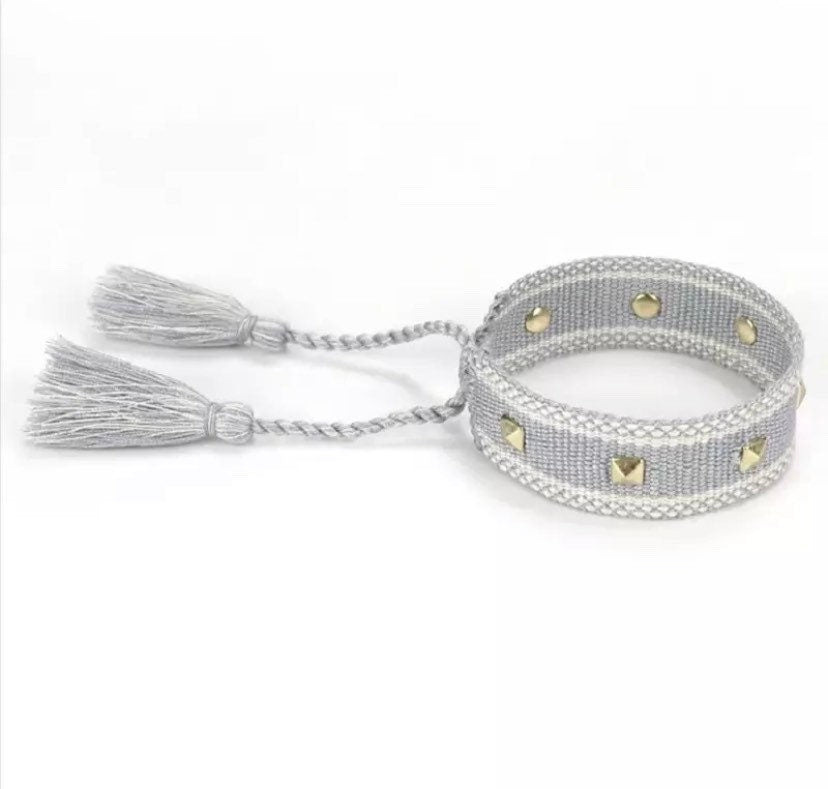 Canvas Studded Friendship Bracelet - Pink-Pink Waters 