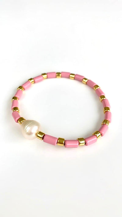 Freshwater Pearl Beaded Boho Bracelet - 3 COLOURS - Pink Waters 