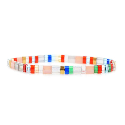 Tile Beaded Japanese Stone Bracelet - VARIOUS COLOURS - Pink Waters 
