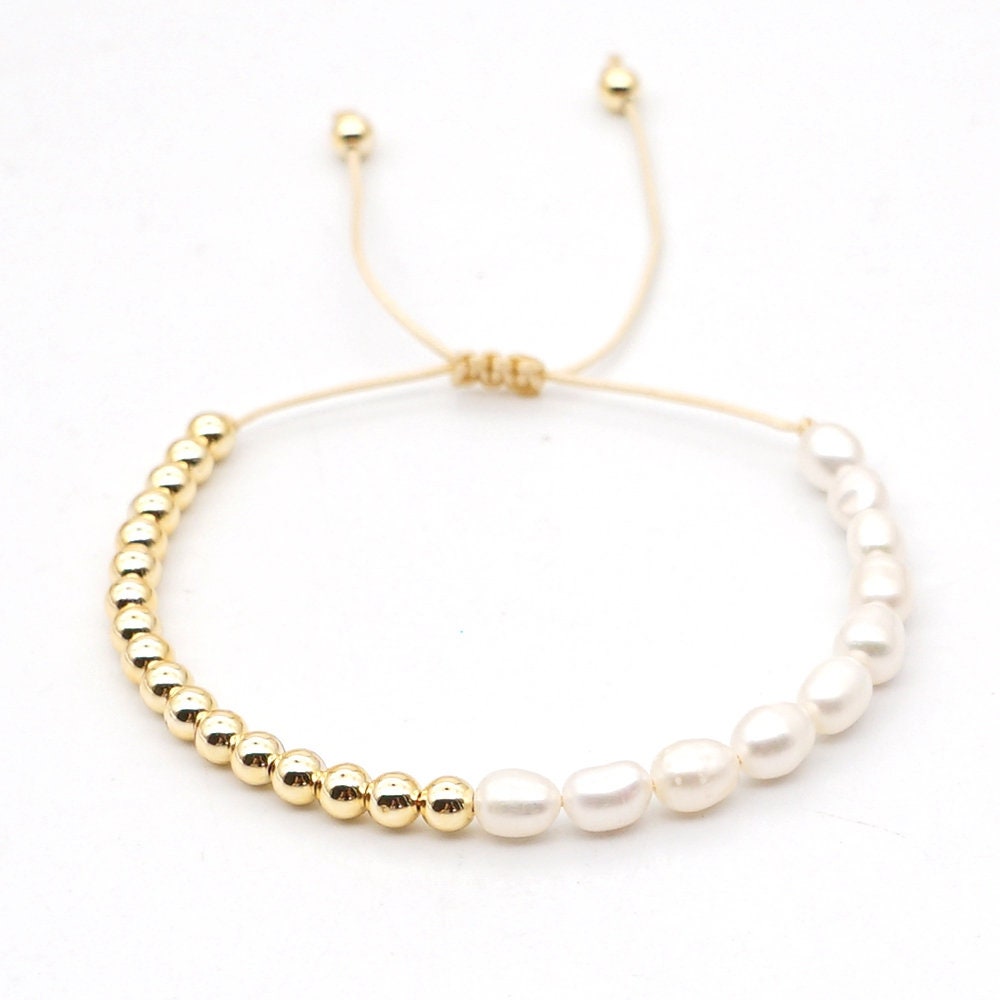Fresh Water Pearl Boho Style Adjustable Bracelet - Pink Waters 