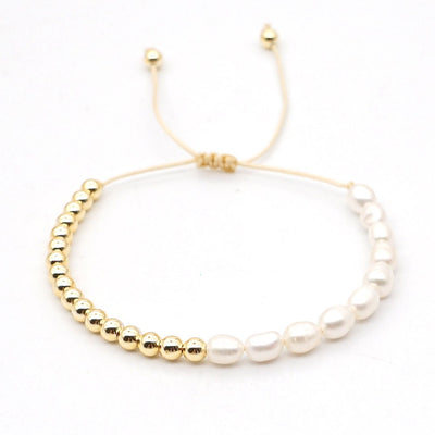 Fresh Water Pearl Boho Style Adjustable Bracelet - Pink Waters 