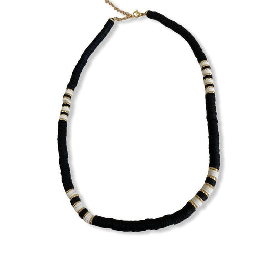 Boho Beaded Necklaces - White or Black-Pink Waters 