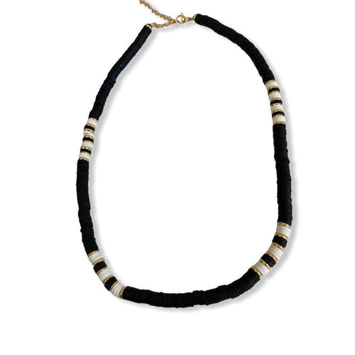 Boho Beaded Necklaces - White with Freshwater Pearl or Black-Pink Waters 