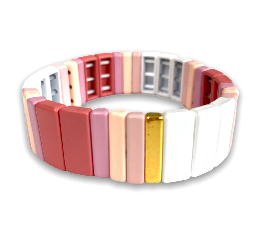 Enamel TILE Bracelets - Pink Collection-Pink Waters 