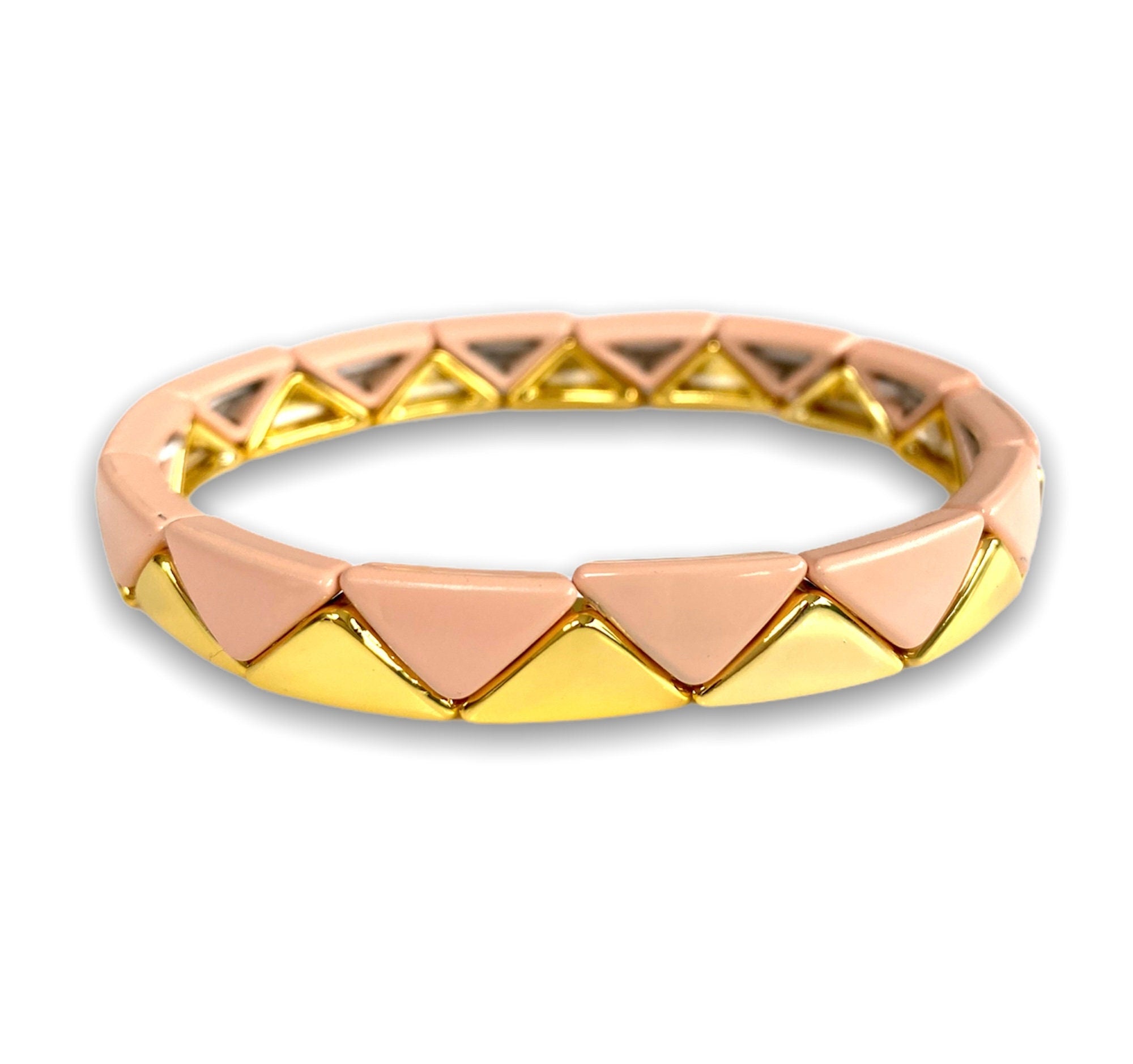 Triangle Enamel TILE Bracelet - Pink/Gold-Pink Waters 