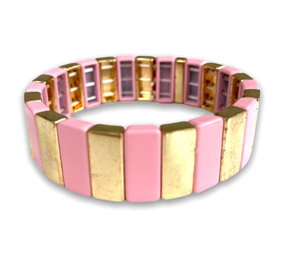 Enamel TILE Bracelets - Pink/Gold - Pink Waters 