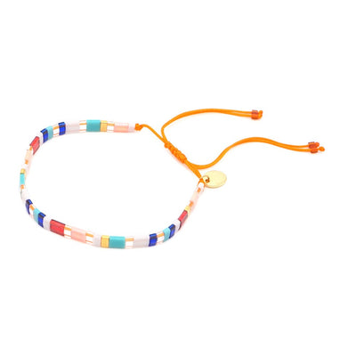 Tile Beaded Japanese Stone Bracelet - VARIOUS COLOURS - Pink Waters 