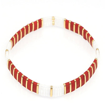 Tile Beaded Japanese Stone Bracelet - VARIOUS COLOURS - Pink Waters 
