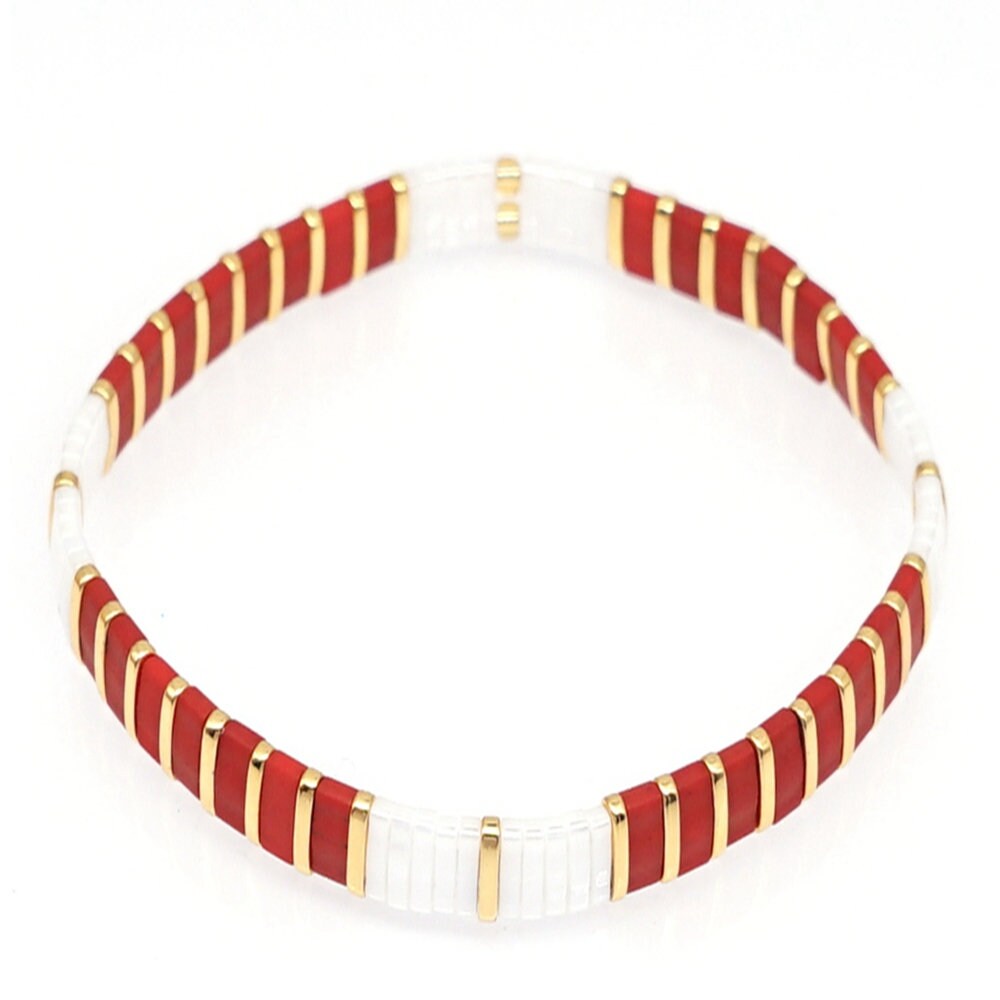 Tile Beaded Japanese Stone Bracelet - VARIOUS COLOURS - Pink Waters 