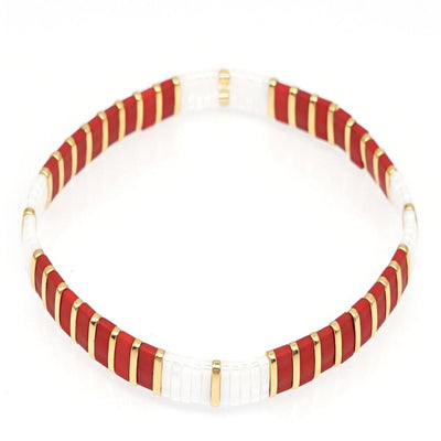 Tile Beaded Japanese Stone Bracelet - VARIOUS COLOURS - Pink Waters 