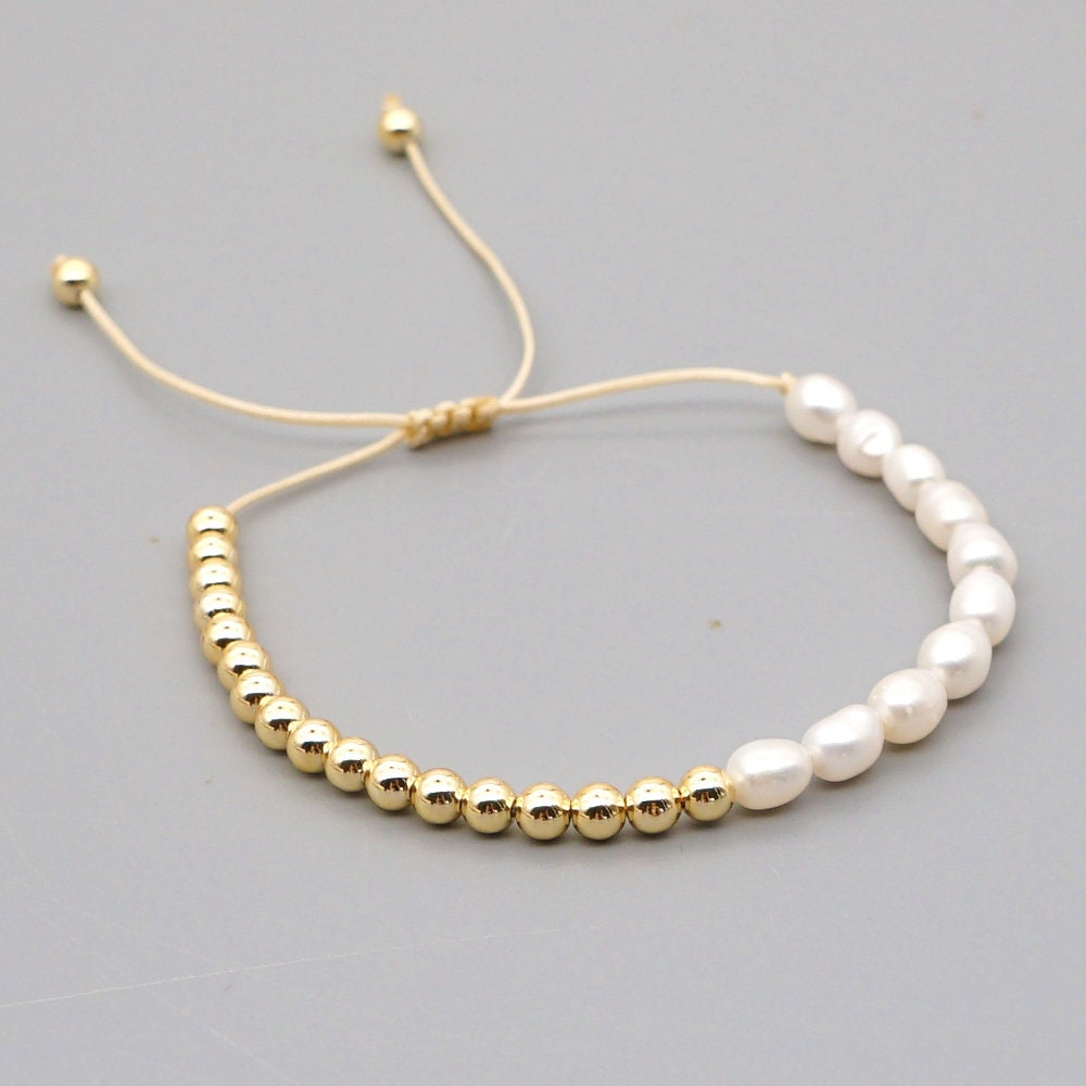 Fresh Water Pearl Boho Style Adjustable Bracelet - Pink Waters 