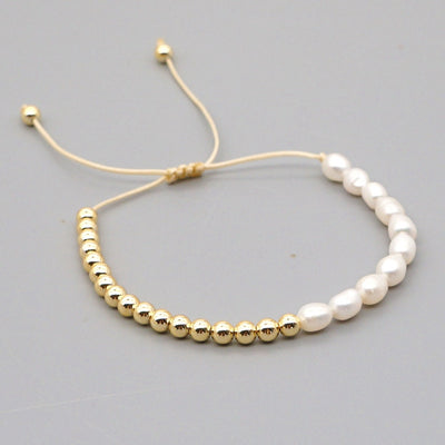 Fresh Water Pearl Boho Style Adjustable Bracelet - Pink Waters 