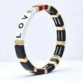Enamel "LOVE" TILE Bracelet - Black-Pink Waters 