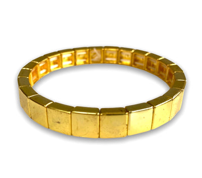 Gold Tarnish Enamel TILE Bracelet - Pink Waters 