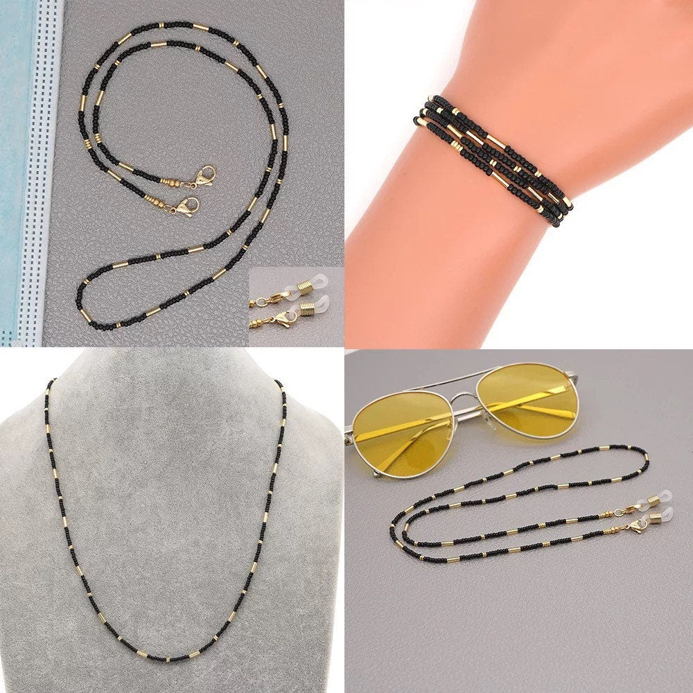 Beaded Sunglasses/ Mask chain. Multi Function.-Pink Waters 
