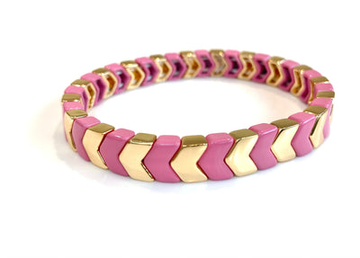 Enamel Chevron TILE Stacking Bracelet - Light Pink - Pink Waters 