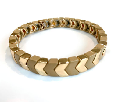 Enamel Chevron TILE Stacking Bracelet - Beige - Pink Waters 