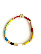 Children's Multi Beaded Bracelet - loop fastening-Pink Waters 