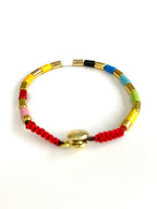 Children's Multi Beaded Bracelet - loop fastening-Pink Waters 
