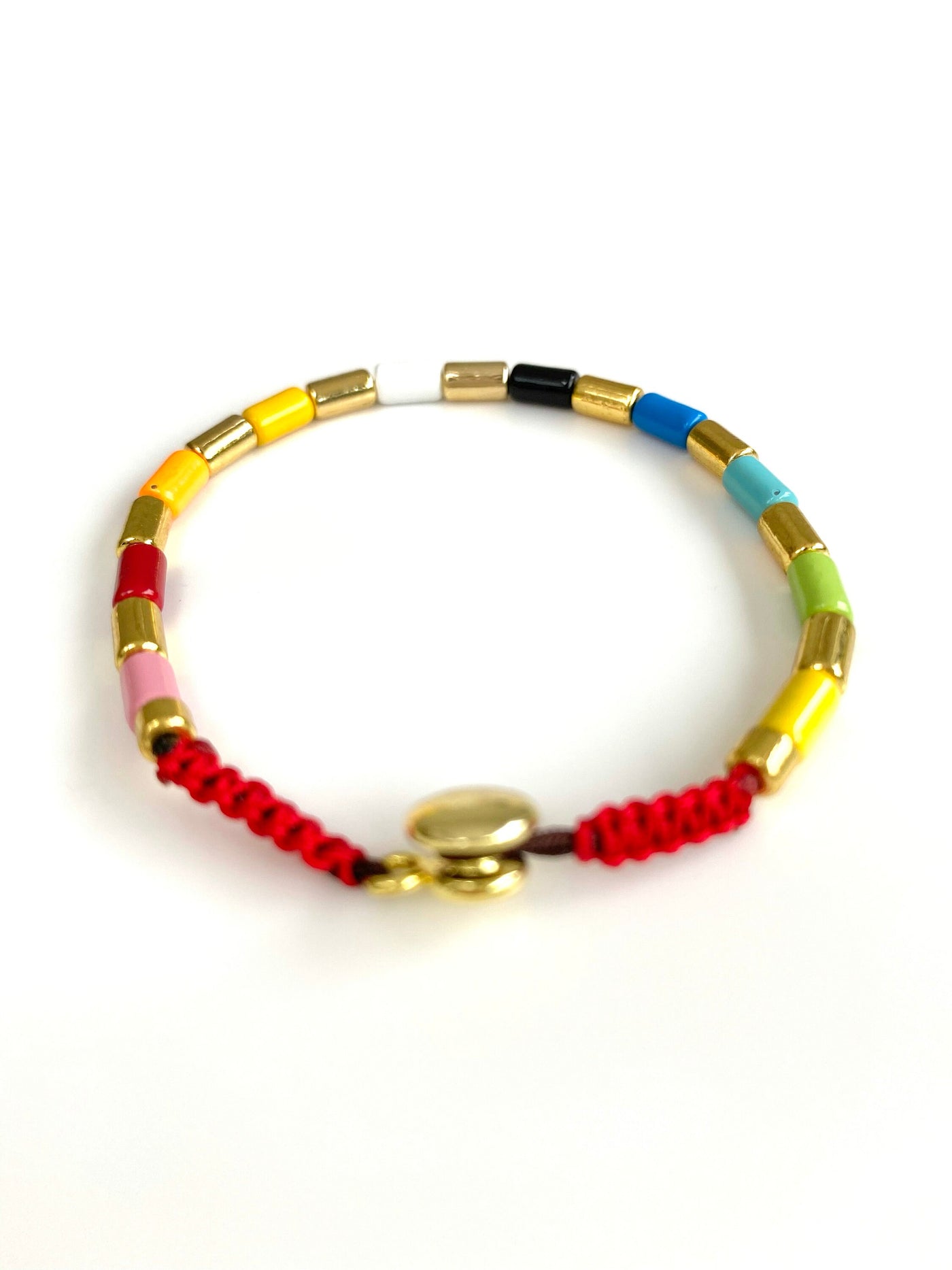Children's Multi Beaded Bracelet - loop fastening - Pink Waters 