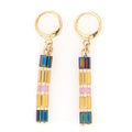 Tile Beaded Japanese Stone Bracelet Earrings-Pink Waters 