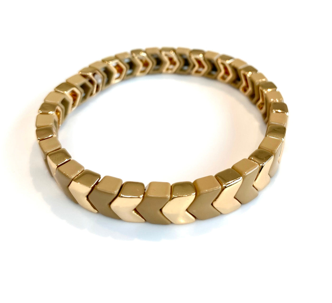 Enamel Chevron TILE Stacking Bracelet - Beige - Pink Waters 
