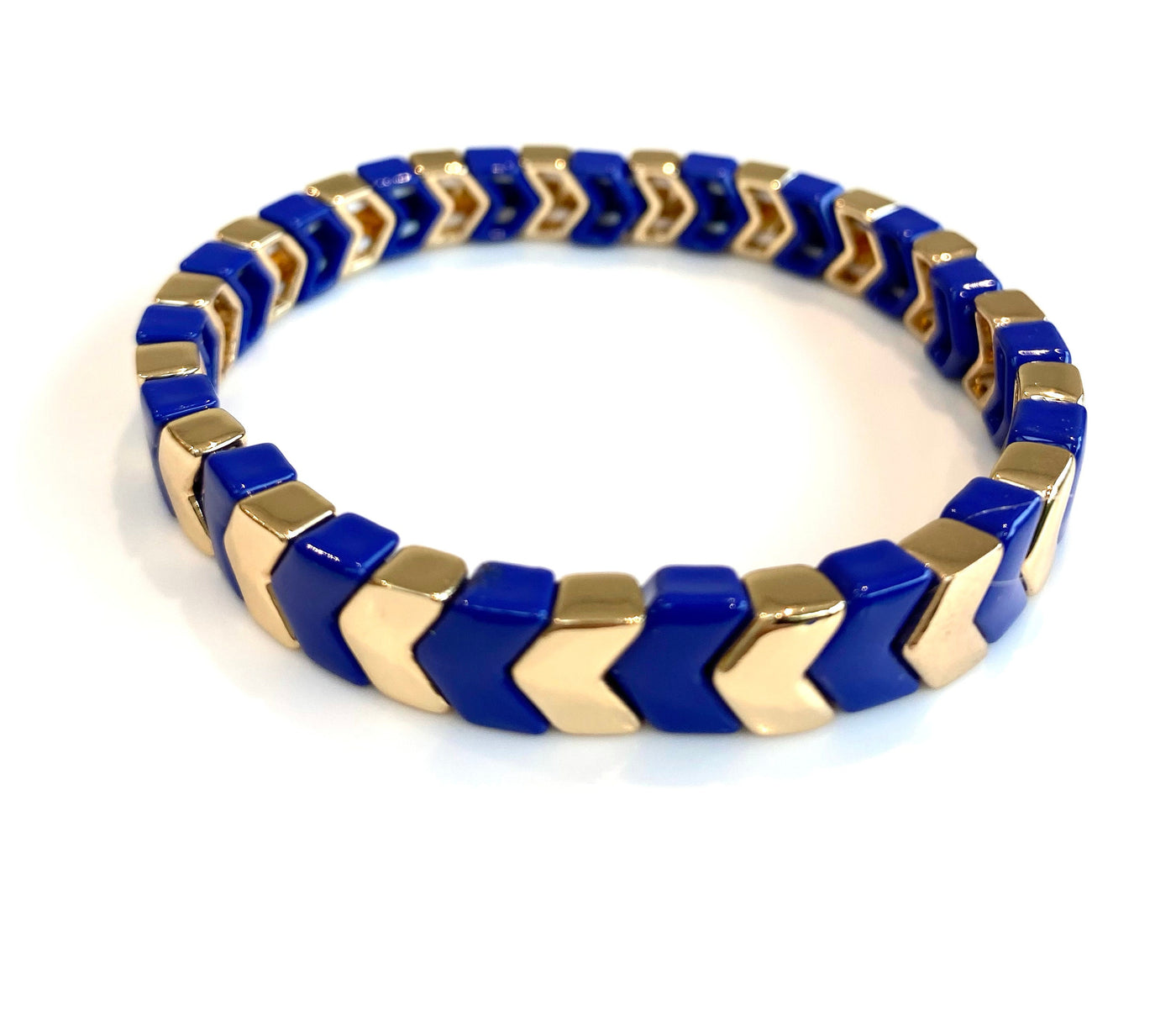 Enamel Chevron TILE Stacking Bracelet - Blue - Pink Waters 