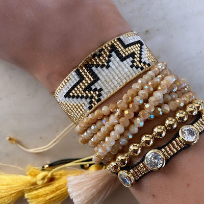 MIYUKI Beaded Stack. bohemian style beaded bracelets. - Pink Waters 