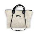 BYBLOS Canvas Tote Bag - Natural/Black-Pink Waters 