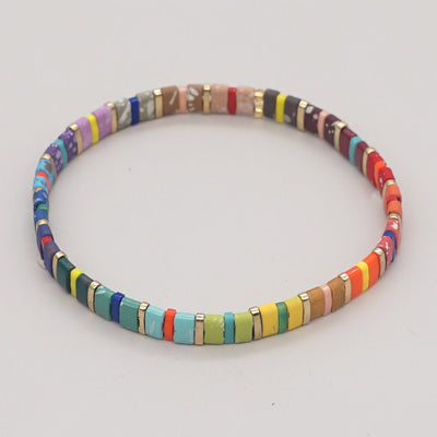 Tile Beaded Japanese Stone Bracelet - VARIOUS COLOURS - Pink Waters 