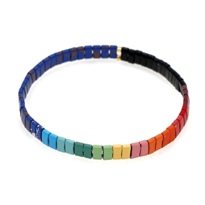 Tile Beaded Japanese Stone Bracelet - VARIOUS COLOURS - Pink Waters 