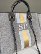 BYBLOS Grey Canvas Tote - Sample sale - Initials SP-Pink Waters 