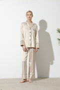 Satin Long Pyjamas Set 'VICTORIA' Champagne-Pink Waters 