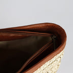Personalised/Monogrammed Straw Clutch Bag, Leather Trim, Zip Fastening - 'Barcelona'-Pink Waters 