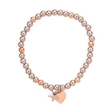 Star/Heart Beaded Bracelet - Rose Gold/Silver-Pink Waters 