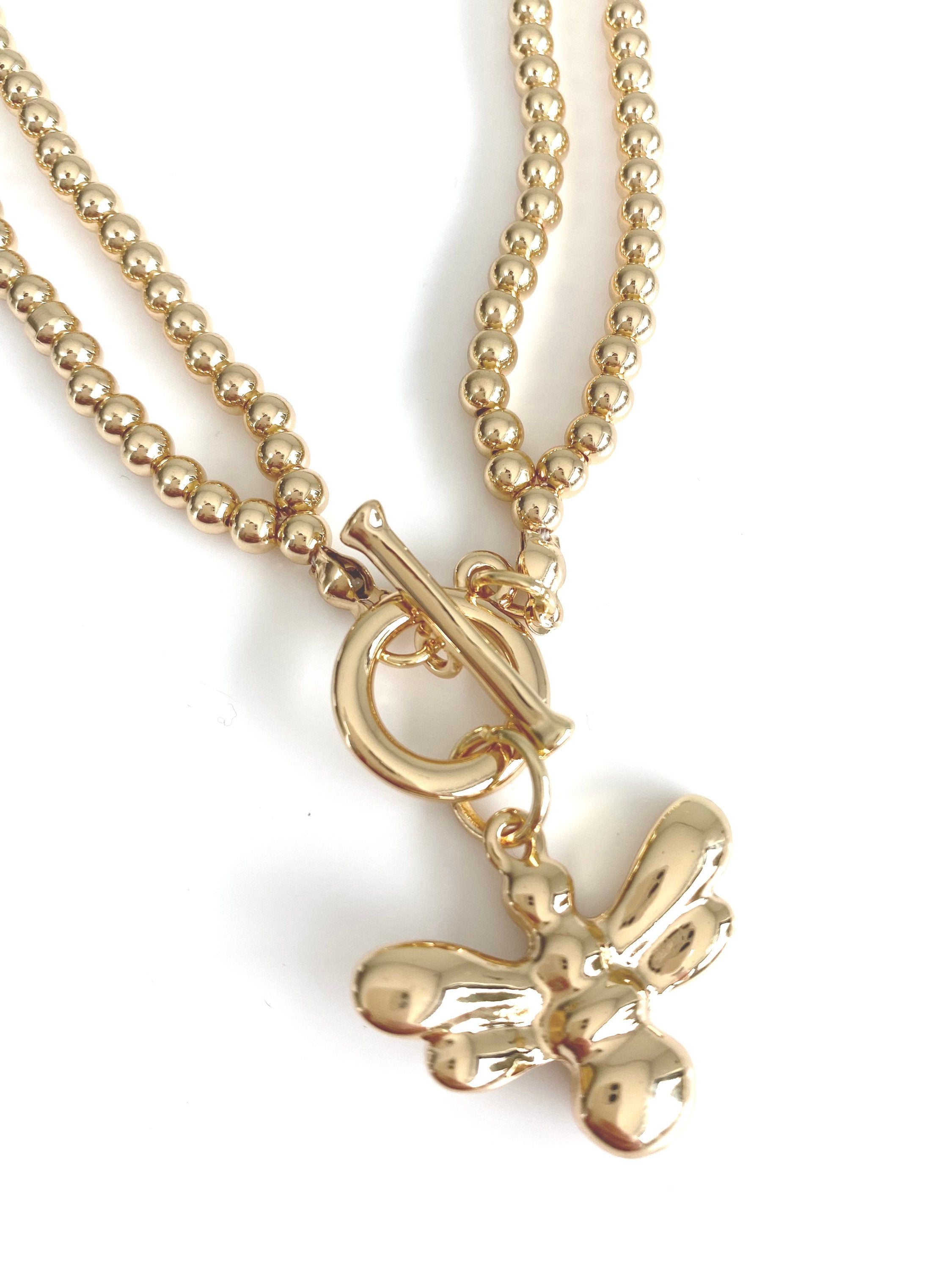 EMILY Bee Pendant Necklace - Gold-Pink Waters 