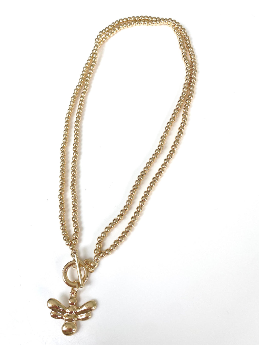 EMILY Bee Pendant Necklace - Gold-Pink Waters 