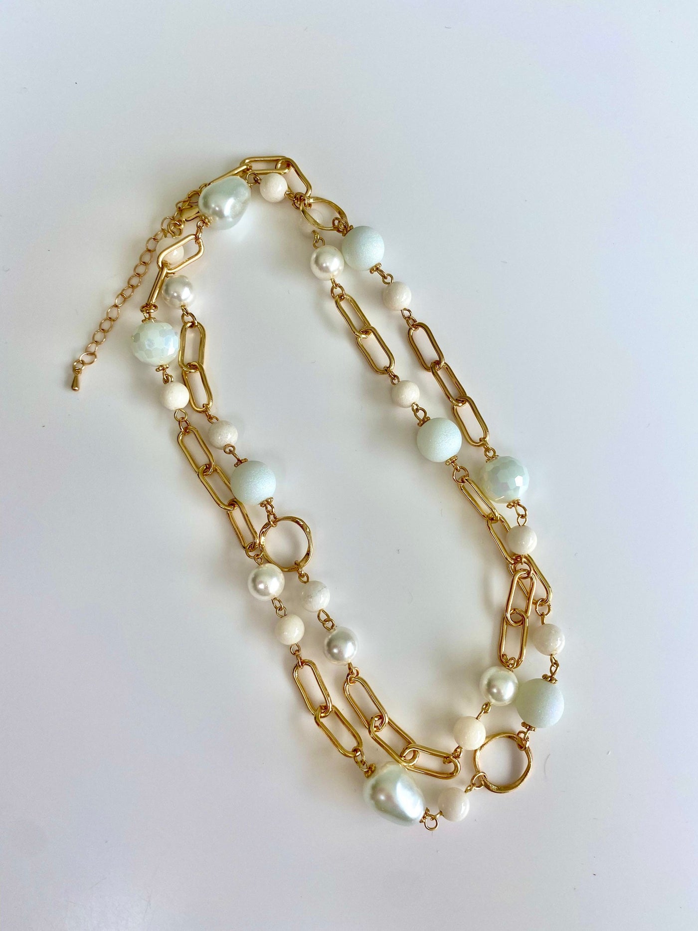 Paper Clip Chain, Extra long - Gold - Pink Waters 