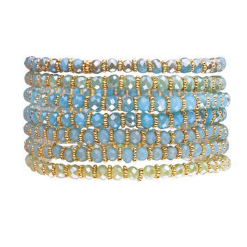 Multi Row Crystal Beaded Bracelet ( Various Colours) - Pink Waters 
