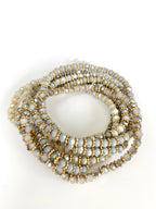 Multi Row Crystal Beaded Stacking Bracelet ( Various Colours)-Pink Waters 
