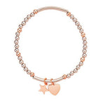 Crystal Leaf Beaded Bracelet ( Various Stack Options)- Gold/Silver/Rose Gold-Pink Waters 
