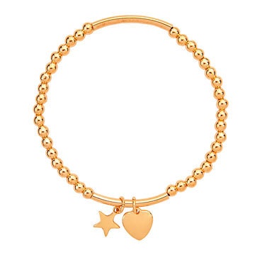 Crystal Heart Beaded Stacking Bracelet ( Various Stack Options)- Gold/Silver/Rose Gold - Pink Waters 