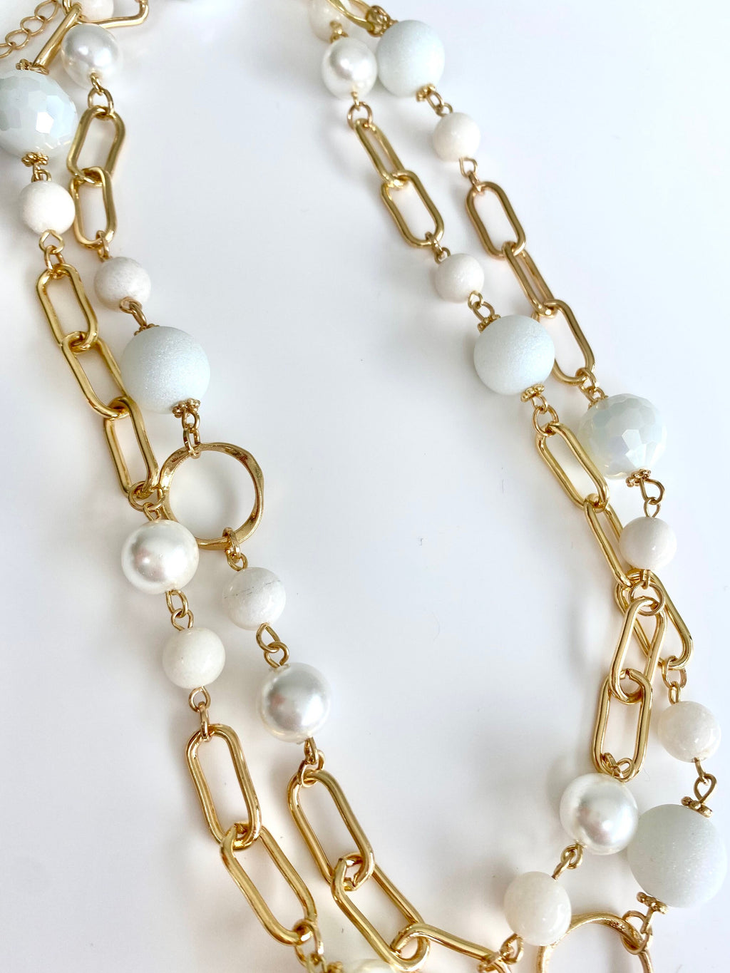Paper Clip Chain, Extra long - Gold-Pink Waters 